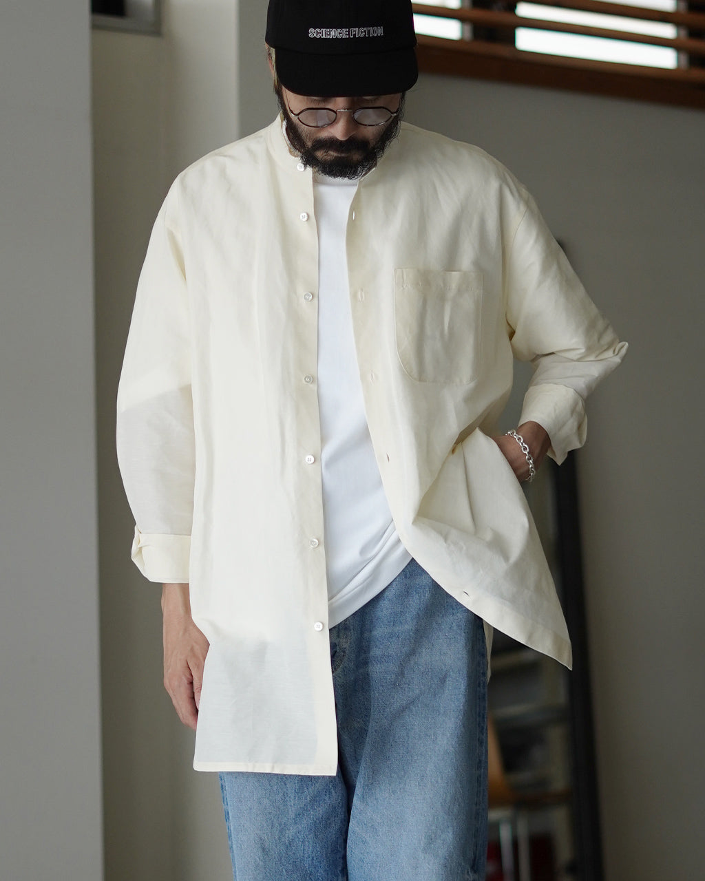 A.L.C. バンドカラー 長袖シャツ ホワイト RAKINES ラキネス ALC 