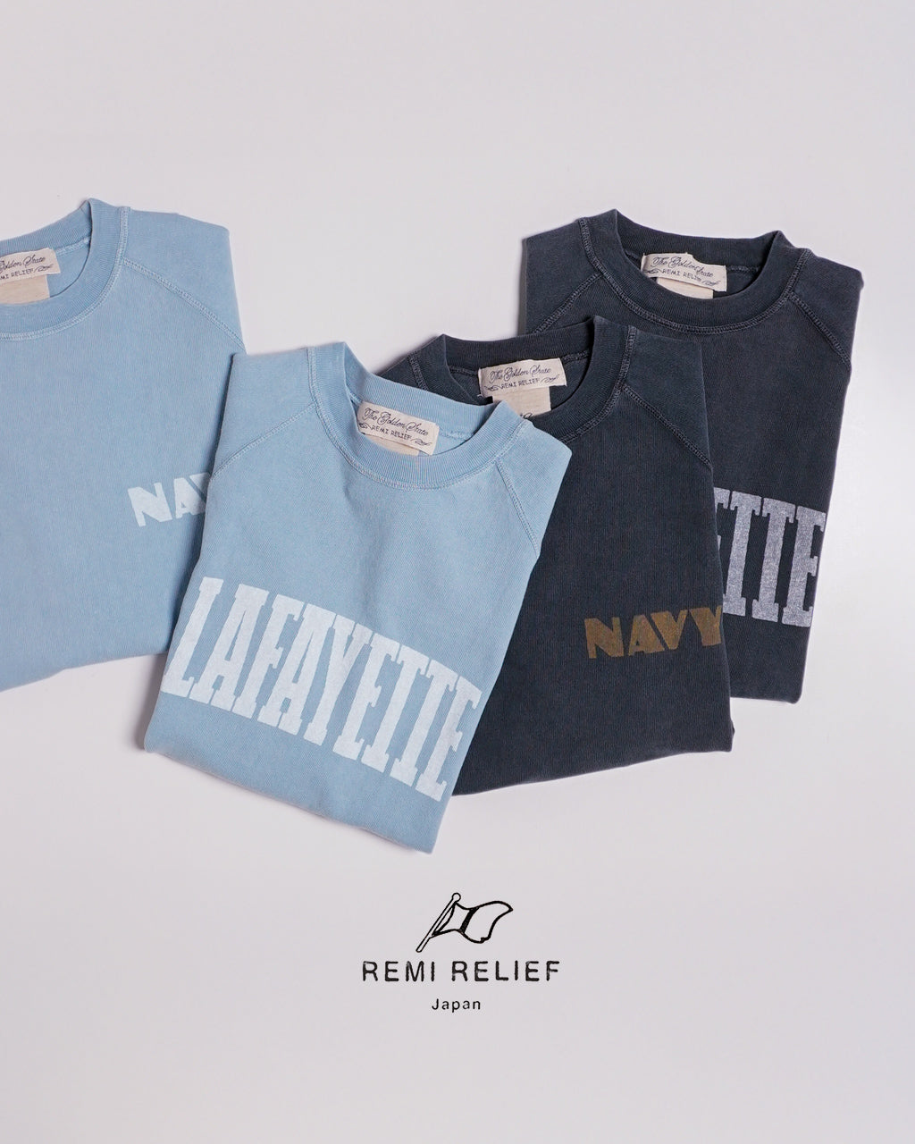 \早得24時間限定ポイント10倍/REMI RELIEF レミレリーフ 天竺 半袖 Tシャツ SP加工8/天竺ラグランT (NAVY) (LAFAYETTE) ショートスリーブ クルーネック ヴィンテージ感 ラグランスリーブ カットソー RN28369091 RN28369092【送料無料】