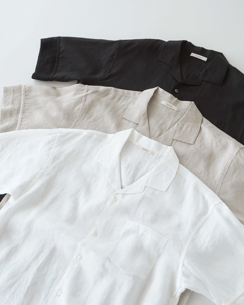 LINEN MESH OPEN COLLAR SHIRT RNC004