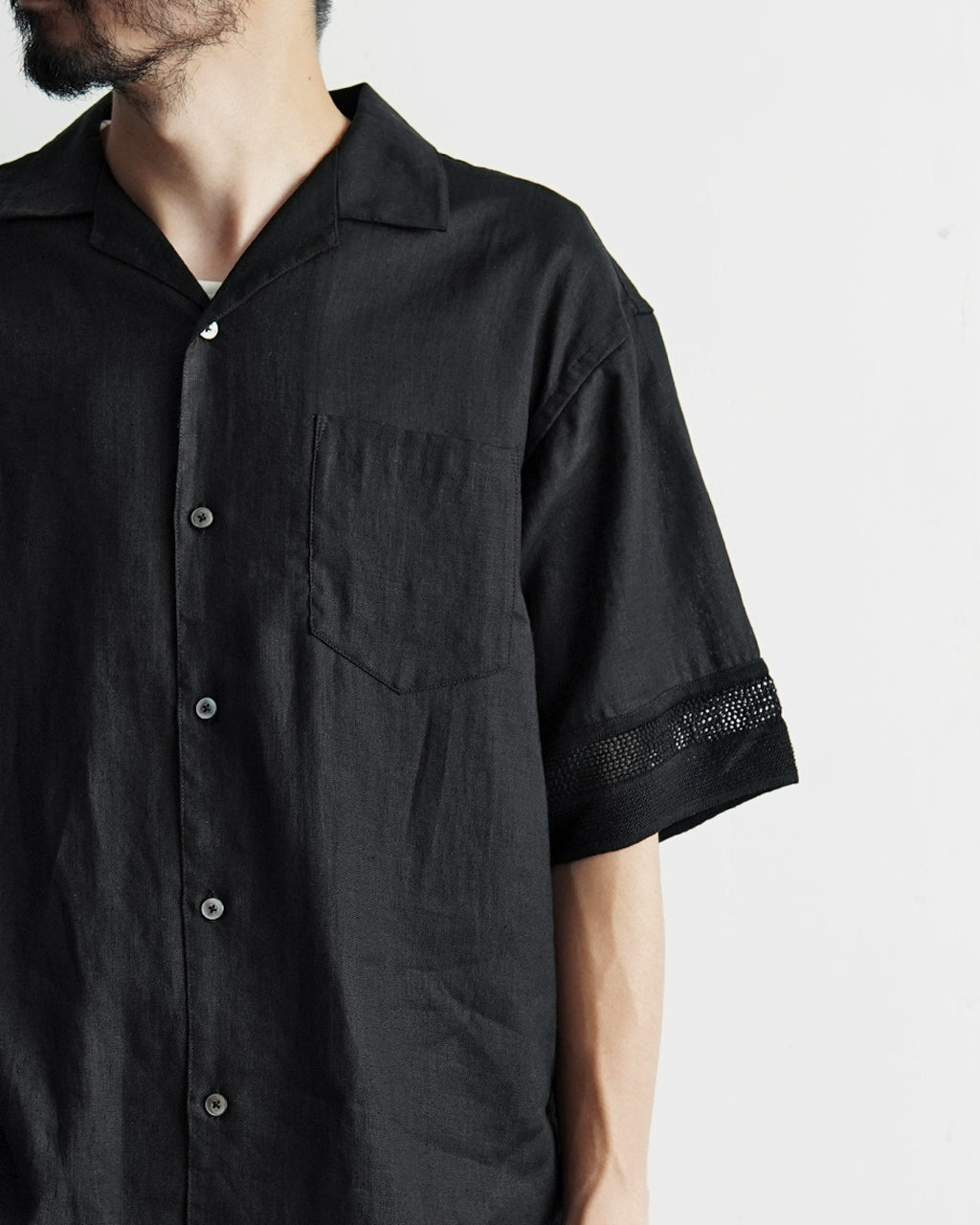 リネン メッシュ オープンカラーシャツ LINEN MESH OPEN COLLAR SHIRT 半袖 開襟 RNC004