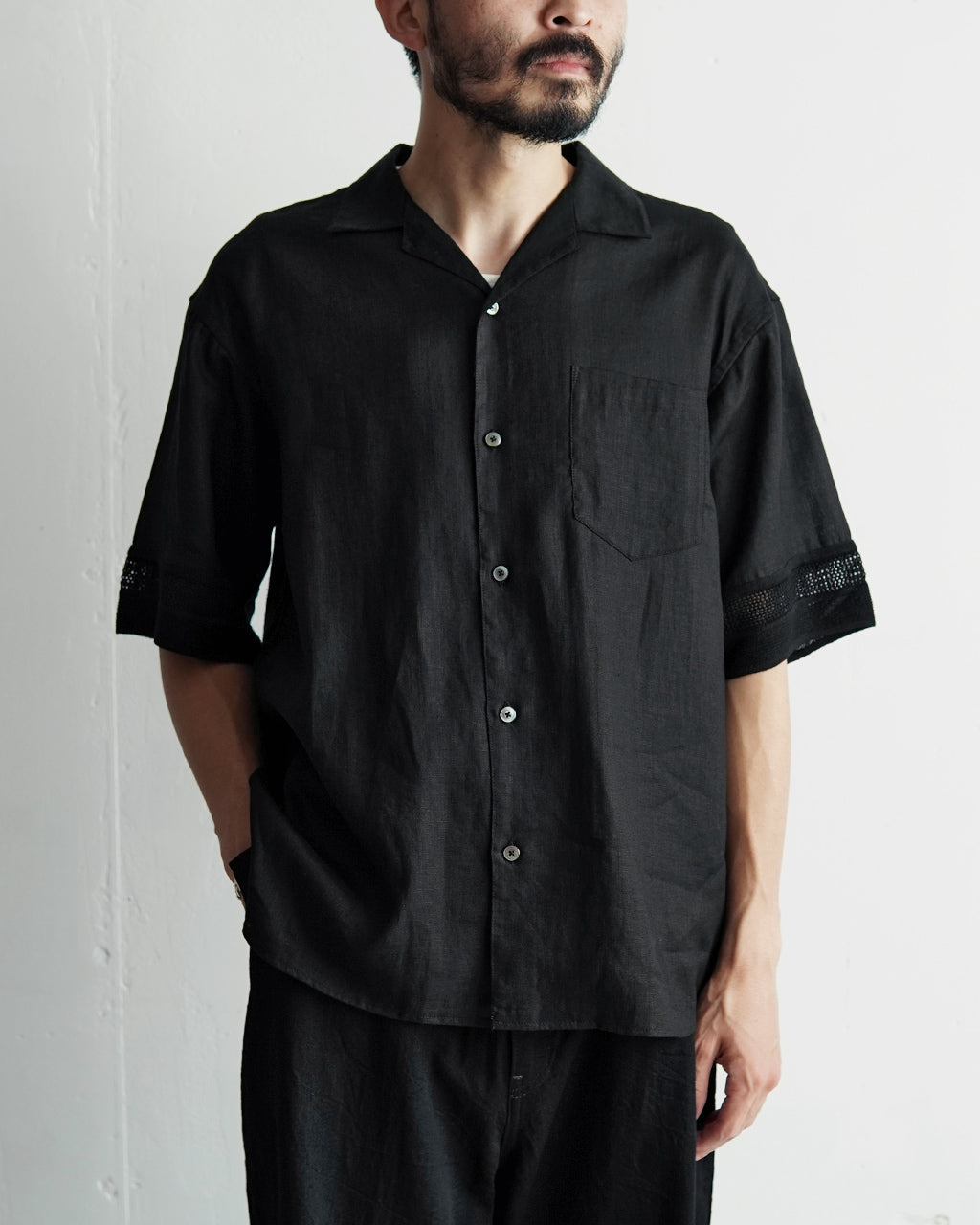 リネン メッシュ オープンカラーシャツ LINEN MESH OPEN COLLAR SHIRT 半袖 開襟 RNC004