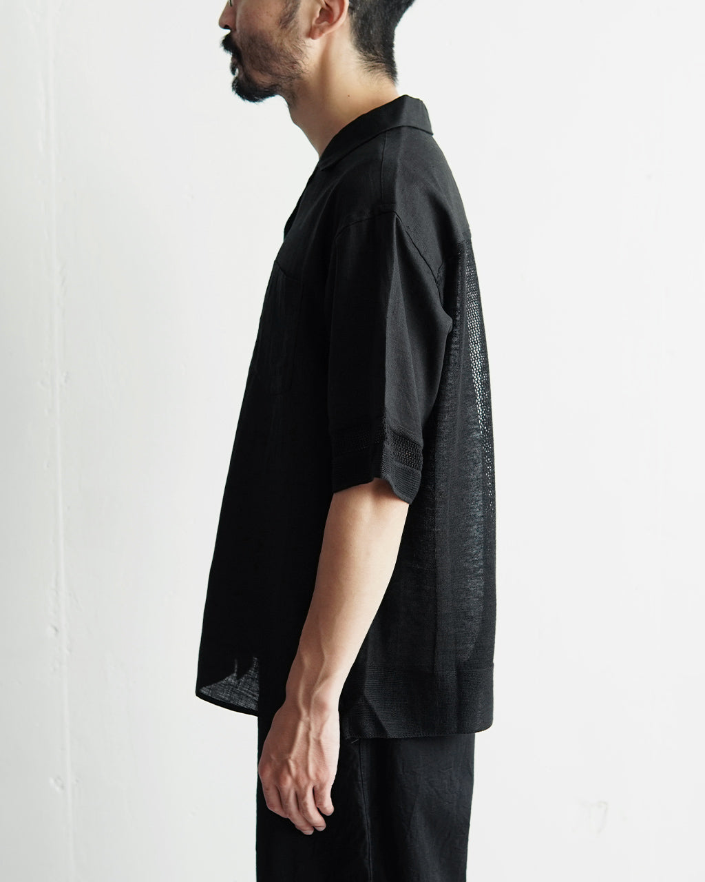 リネン メッシュ オープンカラーシャツ LINEN MESH OPEN COLLAR SHIRT 半袖 開襟 RNC004
