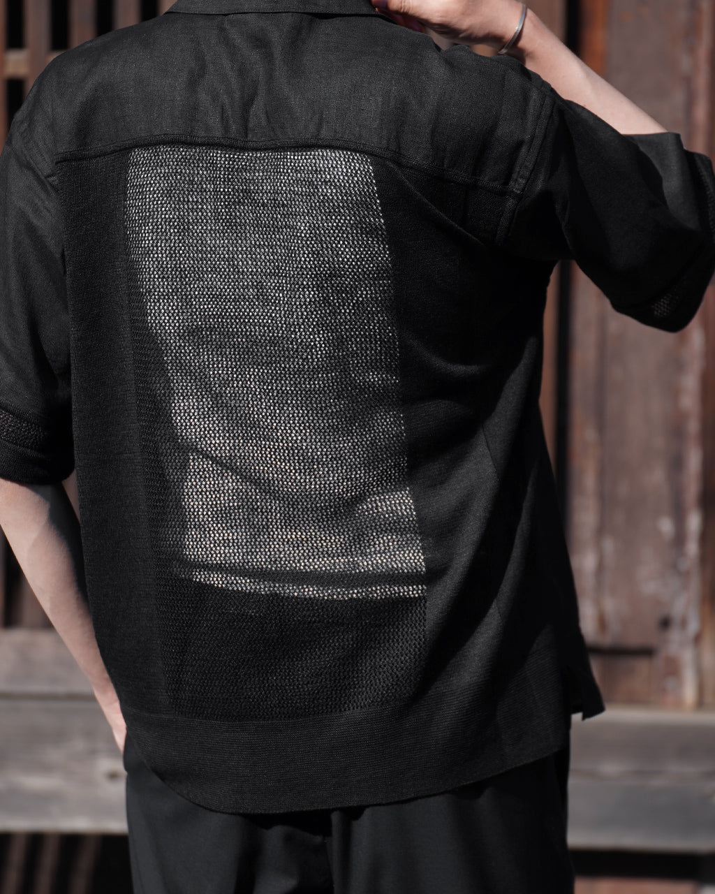 | coupon | LINEN MESH OPEN COLLAR SHIRT RNC004