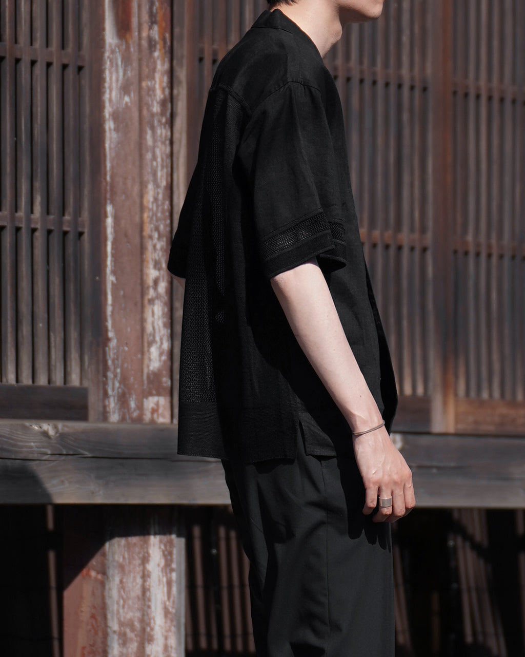 | coupon | LINEN MESH OPEN COLLAR SHIRT RNC004