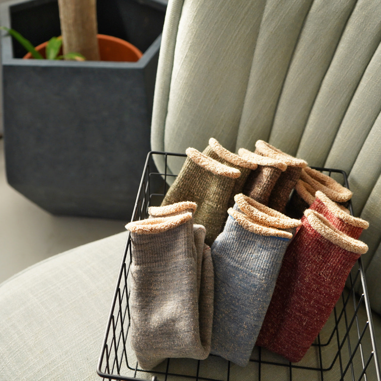 ROTOTO ロトト ダブルフェイス クルーソックス メリノウール ブラウン オーガニック DOUBLE FACE CREW SOCKS ""MERINOWOOL & BROWN OG"" 靴下 R1001-BR
