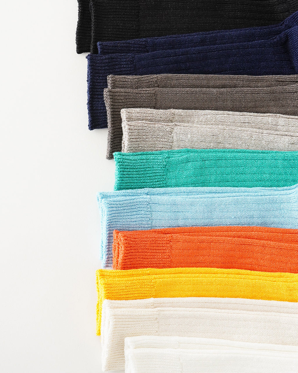 LINEN COTTON RIBBED CREW SOCKS R1461