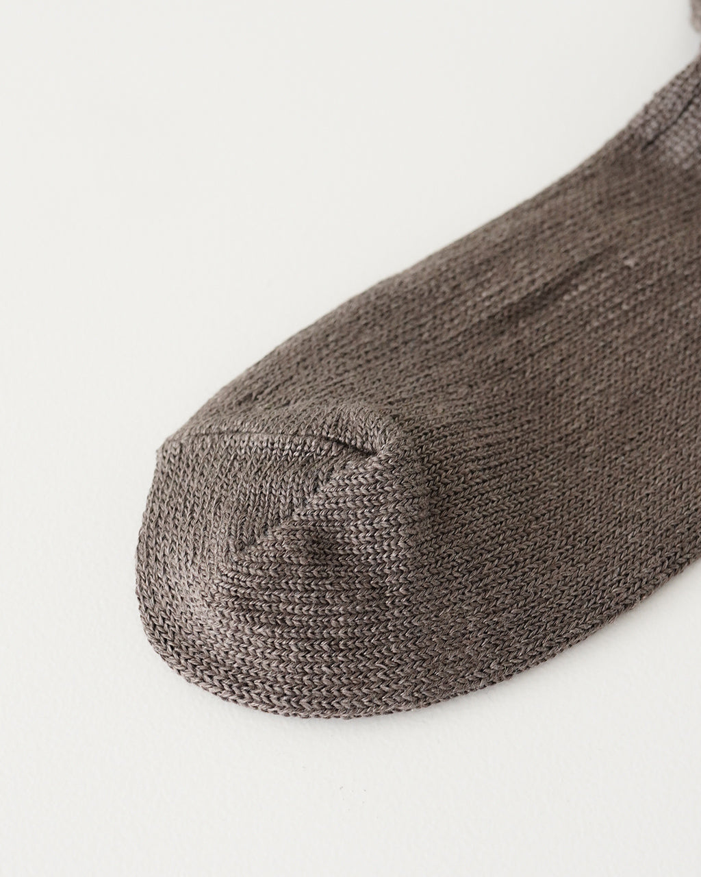 LINEN COTTON RIBBED CREW SOCKS R1461