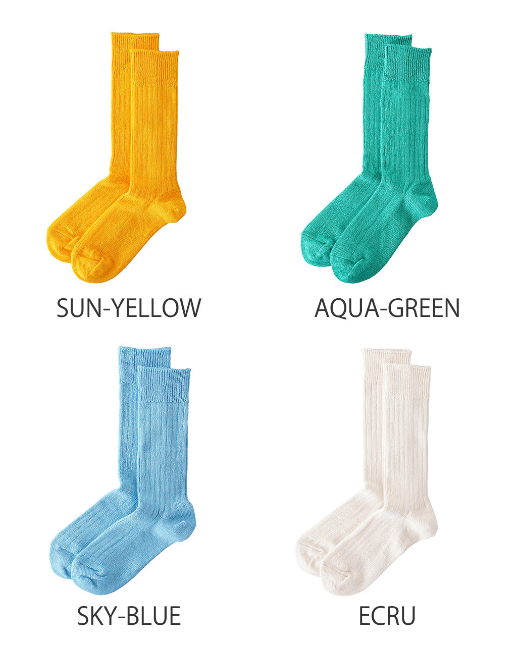 LINEN COTTON RIBBED CREW SOCKS R1461