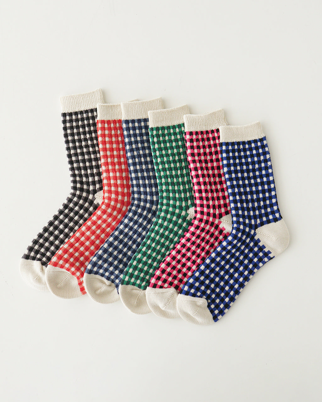 【SALE!20%OFF】ギンガムチェック クルー ソックス 靴下 GINGHAM CHECK SOCKS R1506-SS25