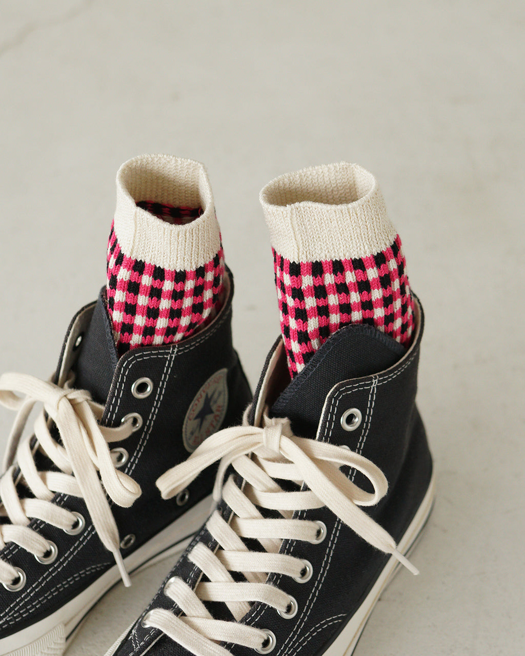 【SALE!20%OFF】ギンガムチェック クルー ソックス 靴下 GINGHAM CHECK SOCKS R1506-SS25