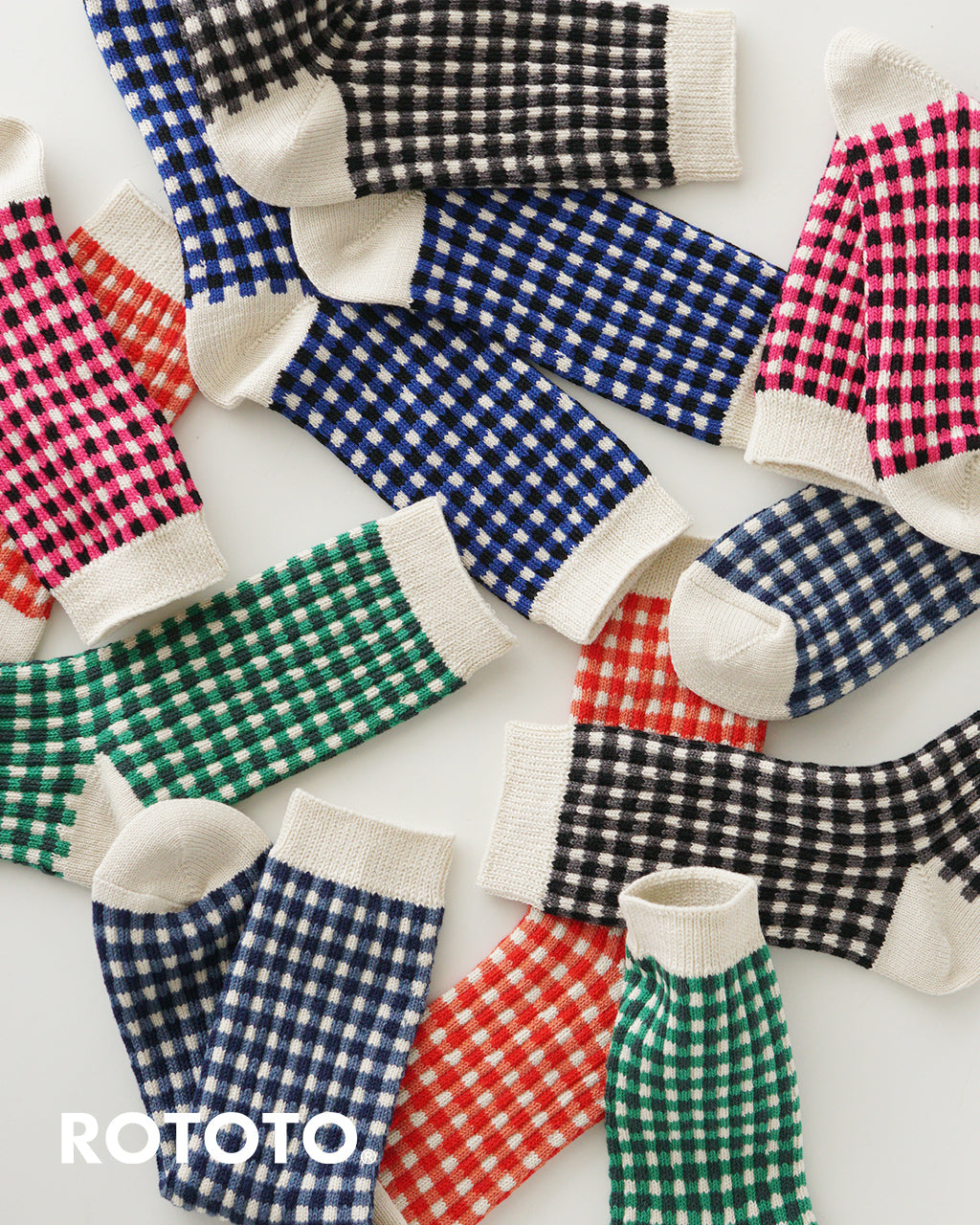 【SALE!20%OFF】ギンガムチェック クルー ソックス 靴下 GINGHAM CHECK SOCKS R1506-SS25