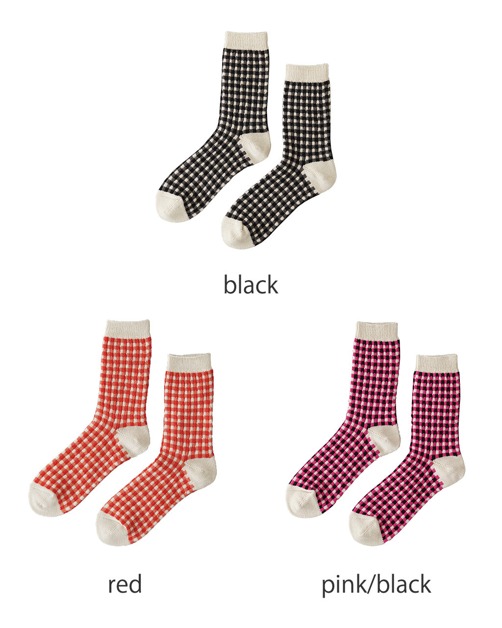 【SALE!20%OFF】ギンガムチェック クルー ソックス 靴下 GINGHAM CHECK SOCKS R1506-SS25