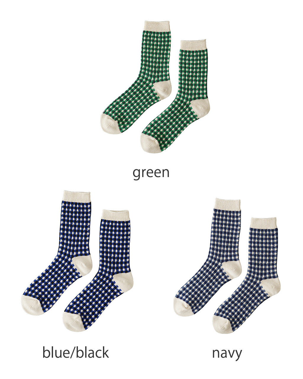 【SALE!20%OFF】ギンガムチェック クルー ソックス 靴下 GINGHAM CHECK SOCKS R1506-SS25