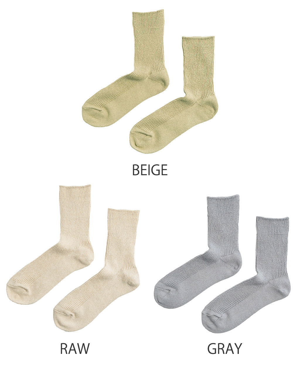 【SALE!20%OFF】WASHI RECYCLED COTTON RIB CREW SOCKS 和紙 リサイクルコットン リブクルーソックス 靴下 R1535-SS25【メール便可】