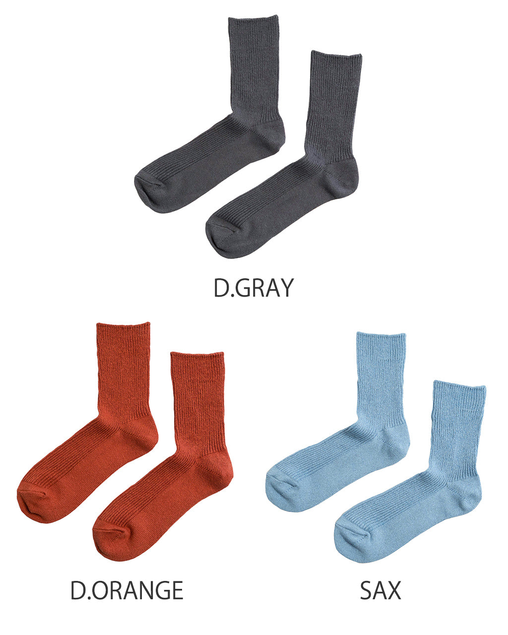 【SALE!20%OFF】WASHI RECYCLED COTTON RIB CREW SOCKS 和紙 リサイクルコットン リブクルーソックス 靴下 R1535-SS25【メール便可】