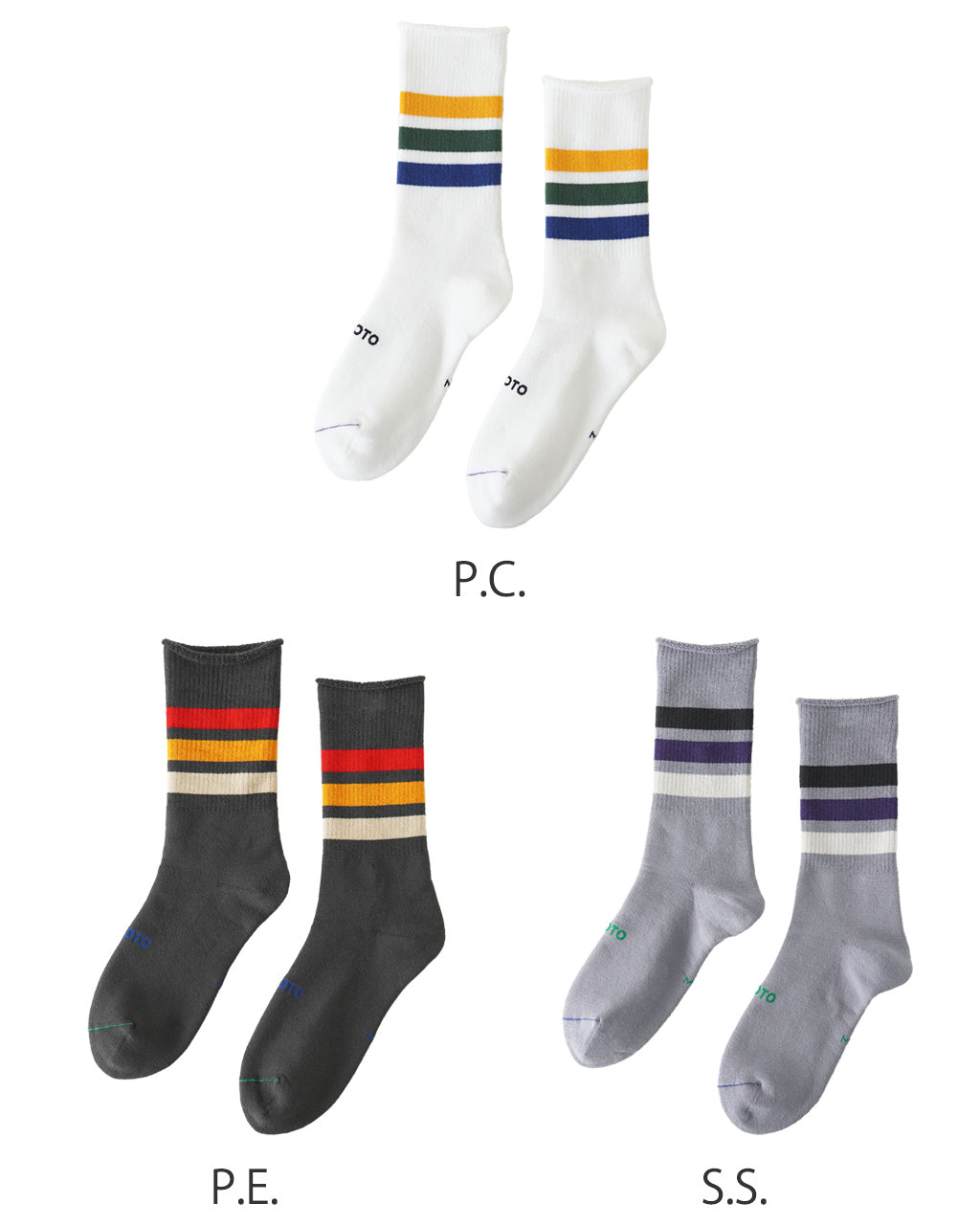 ファインパイル ストライプド クルーソックス FINE PILE STRIPED CREW SOCKS R1547