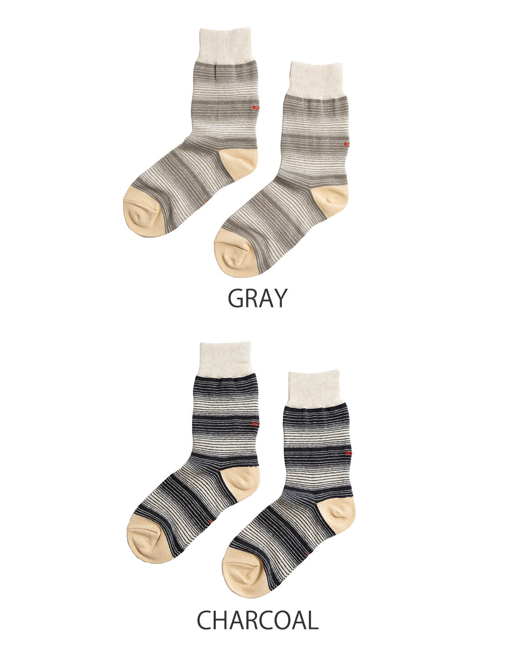 【アウトレット!30%OFF】 HORIZONTAL STRIPE CREW SOCKS ホリゾンタルストライプクルーソックス 靴下 ボーダー R1580-SS25【メール便可】