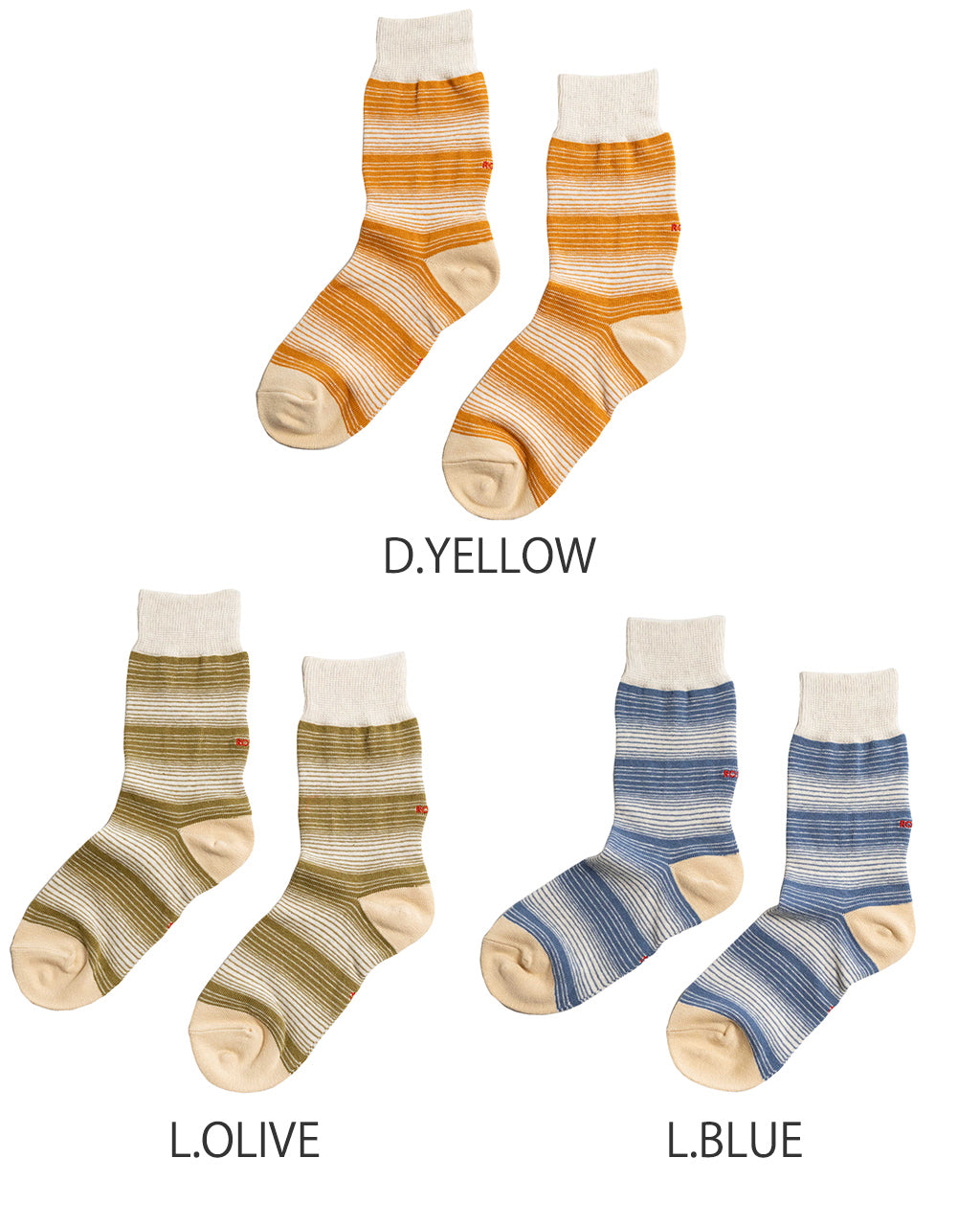 【アウトレット!30%OFF】 HORIZONTAL STRIPE CREW SOCKS ホリゾンタルストライプクルーソックス 靴下 ボーダー R1580-SS25【メール便可】