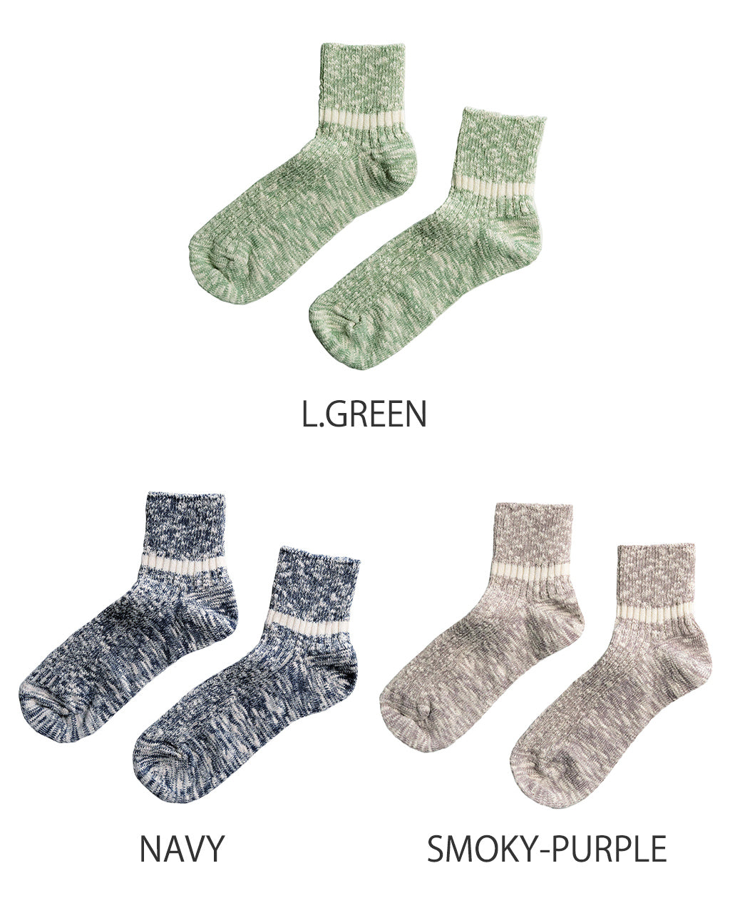 【アウトレット!30%OFF】 オーガニックコットン スラブ ストライプ アンクルソックス OG COTTON SLUB STRIPE ANKLE SOCKS 靴下 R1597-SS25