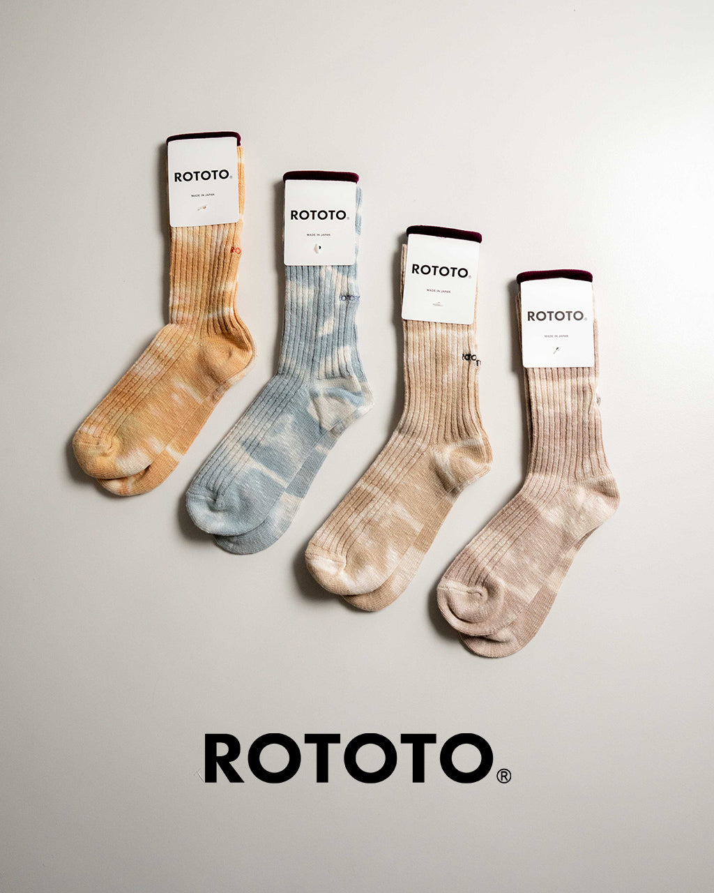 【SALE!20%OFF】タイダイ リブ クルーソックス TIE DYE RIBBED CREW SOCKS 靴下 日本製 ロゴ コットン R1603【メール便可】