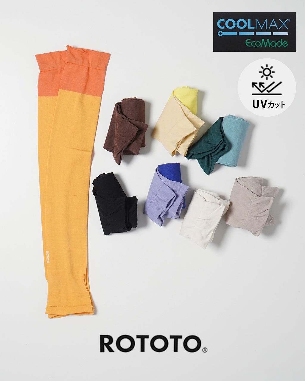 ROTOTO ロトト UV プロテクション アームカバー UV PROTECTION ARM COVER 収納ポーチ付き 紫外線対策 UVカットドライタッチ R5137【メール便可】
