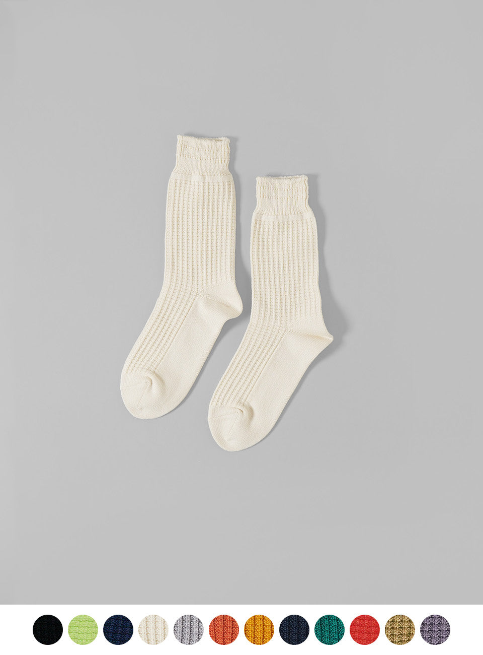 COTTON WAFFLE CREW SOCKS R1110