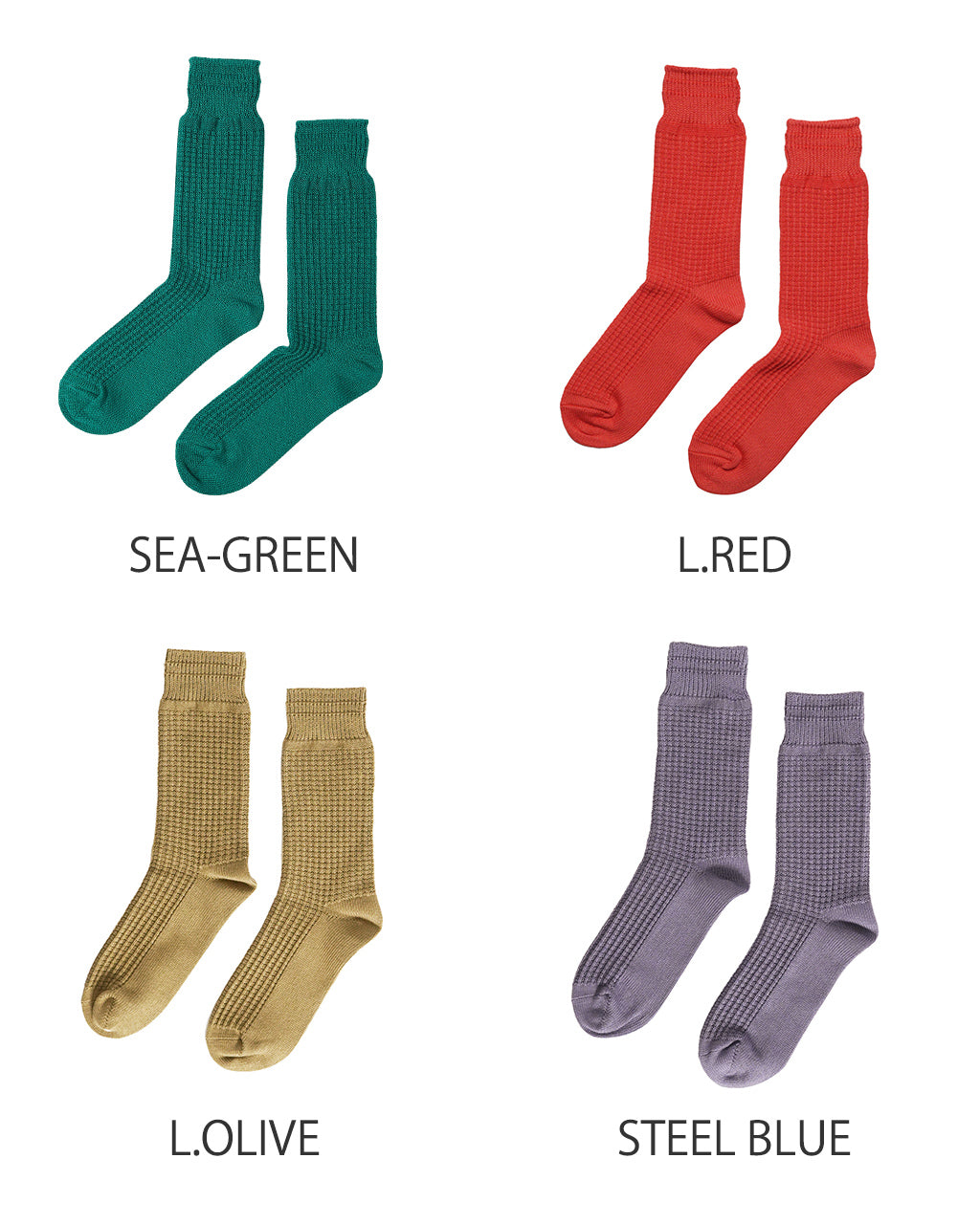 コットン ワッフル クルー ソックス COTTON WAFFLE CREW SOCKS 靴下 レッグウェア R1110
