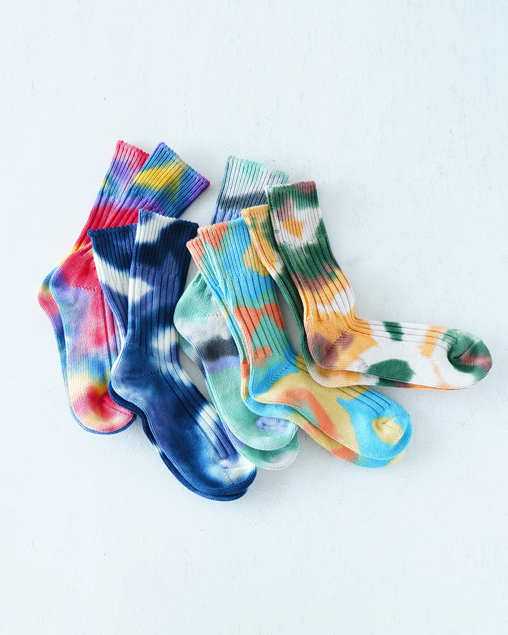 チャンキー リブ クルー ソックス ”タイダイ染め” CHUNKY RIBBED CREW SOCKS ”TIE DYE” 靴下 オーガニックコットン R1415 【メール便可】