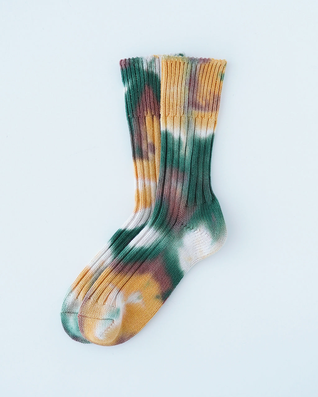 チャンキー リブ クルー ソックス ”タイダイ染め” CHUNKY RIBBED CREW SOCKS ”TIE DYE” 靴下 オーガニックコットン R1415 【メール便可】