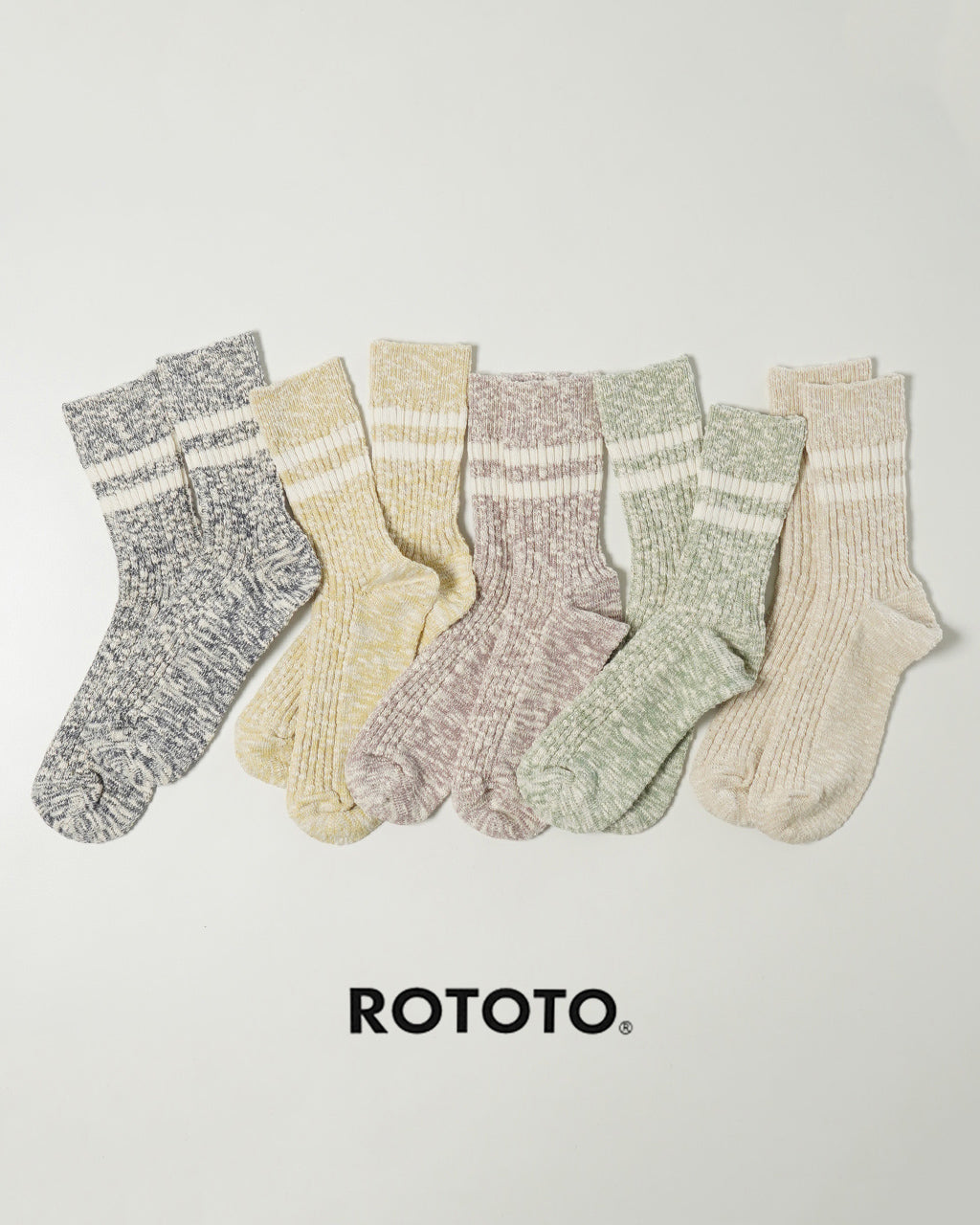 スラブ ストライプ ソックス OG COTTON SLUB STRIPE SOCKS オーガニックコットン ボーダー 靴下 R1485【メール便可】