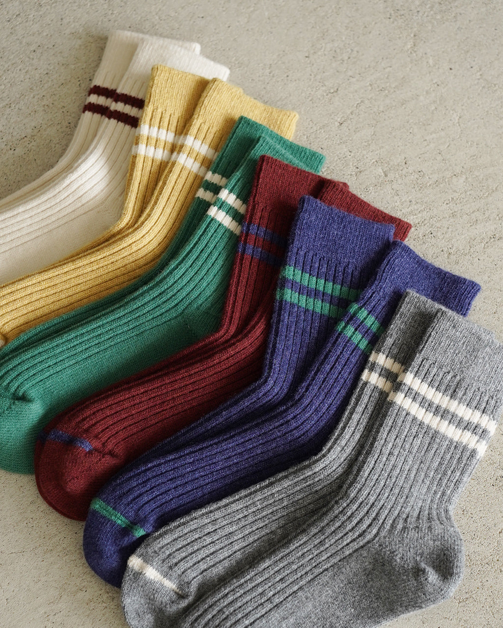 MERINO LAMBS WOOL STRIPE SOCKS R1489