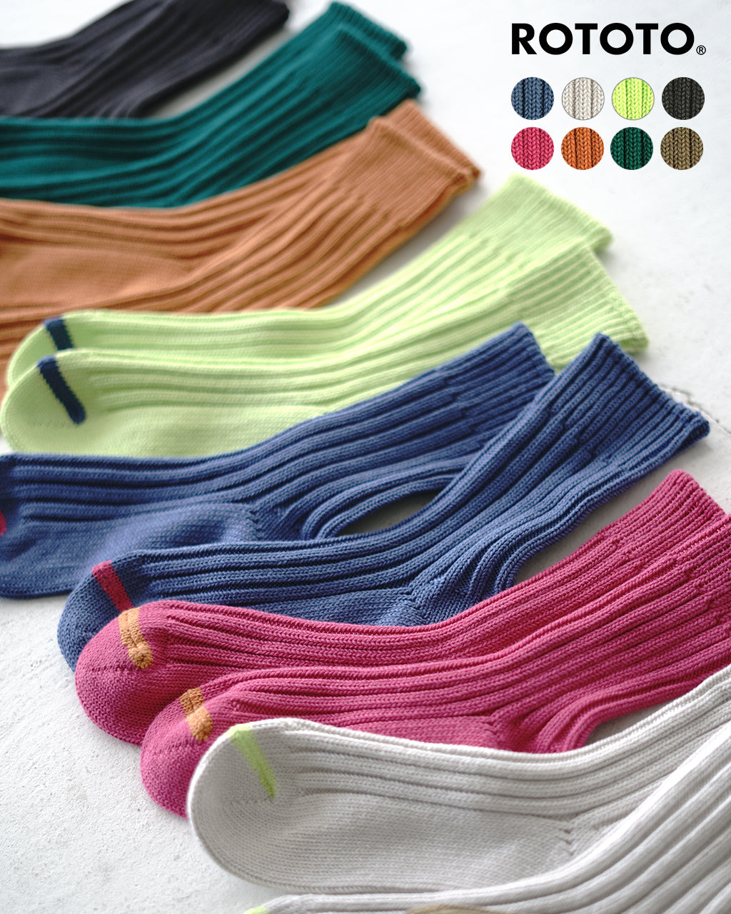 ROTOTO 로토토 청키 리브 크루 양말 CHUNKY RIBBED CREW SOCKS 양말 R1523【쿠폰 대상외】