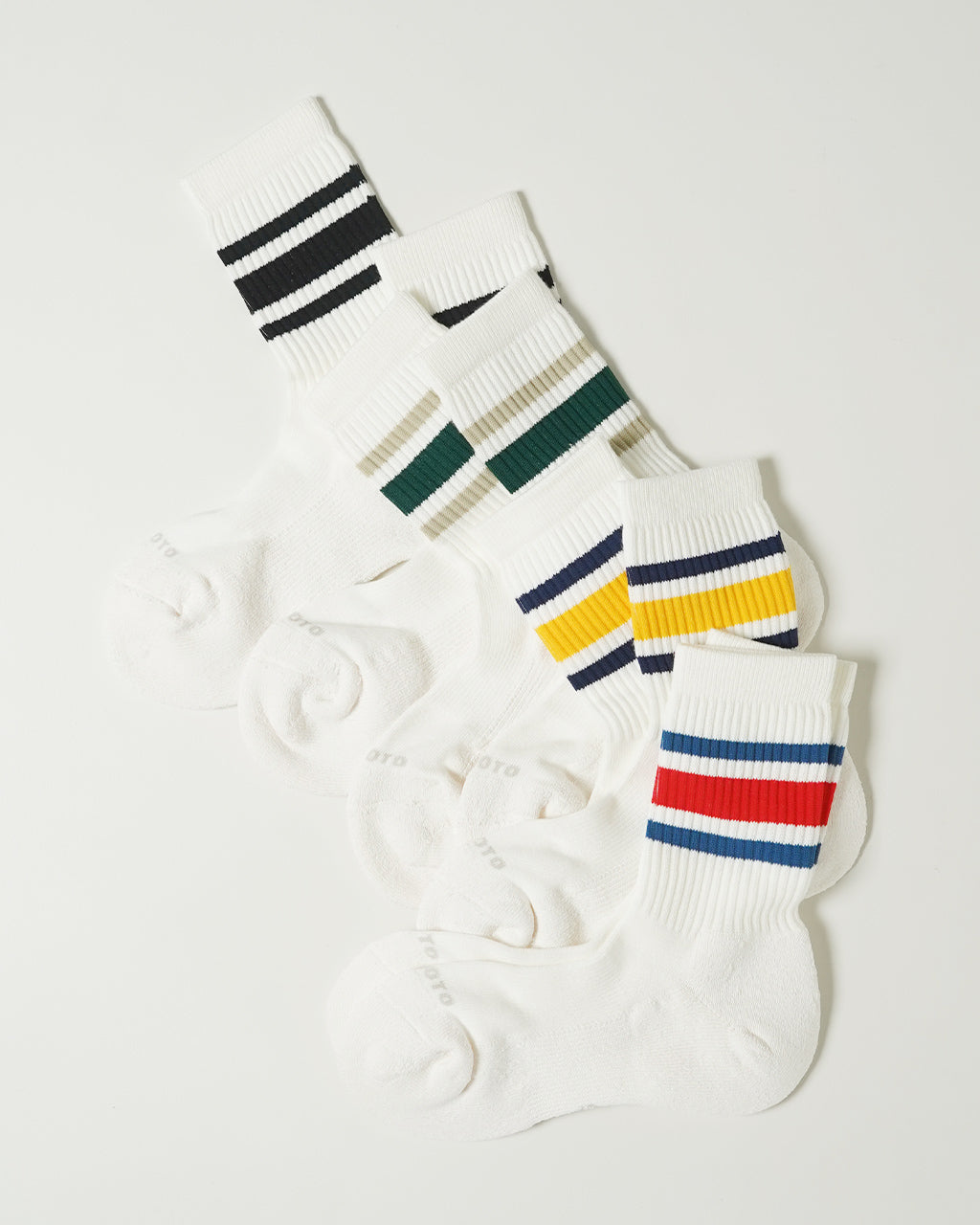 WASHI CUSHION STRIPE CREW SOCKS R1534