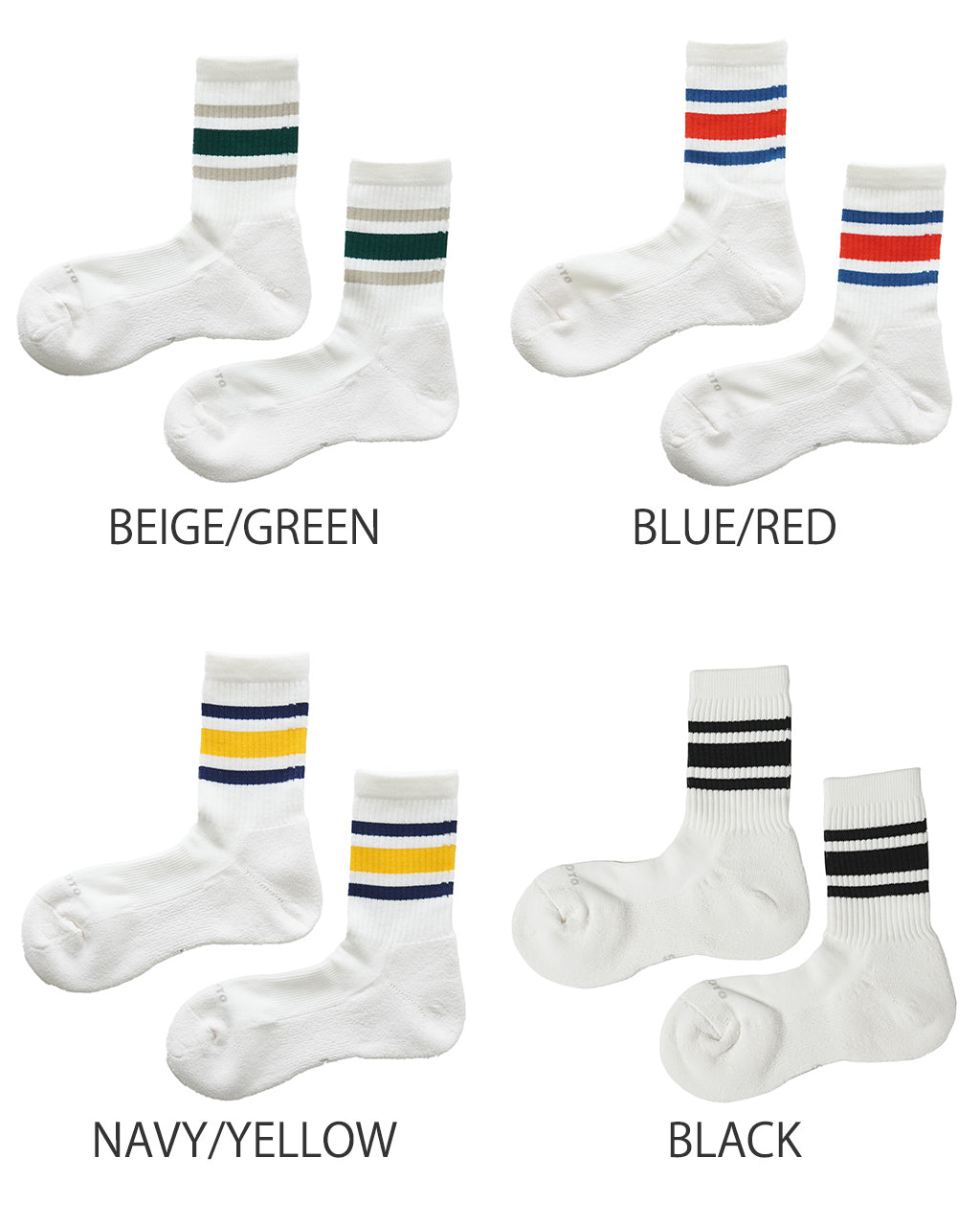 WASHI CUSHION STRIPE CREW SOCKS R1534