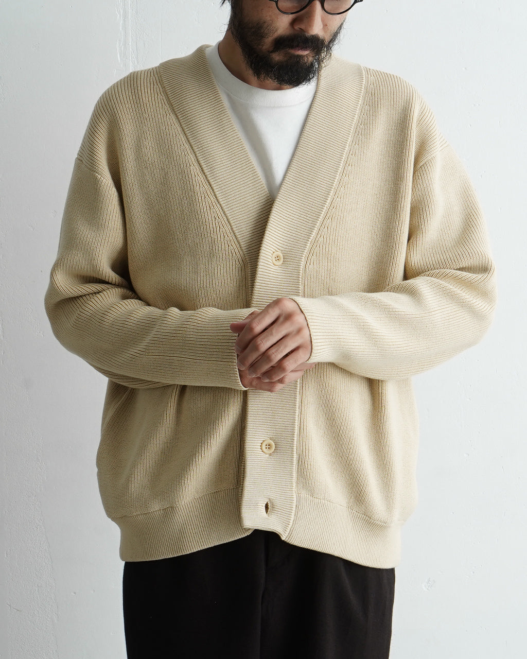 セーター Vネック カーディガン ALLEN CARDIGAN 片畦編み ニット 24FW-RT-008