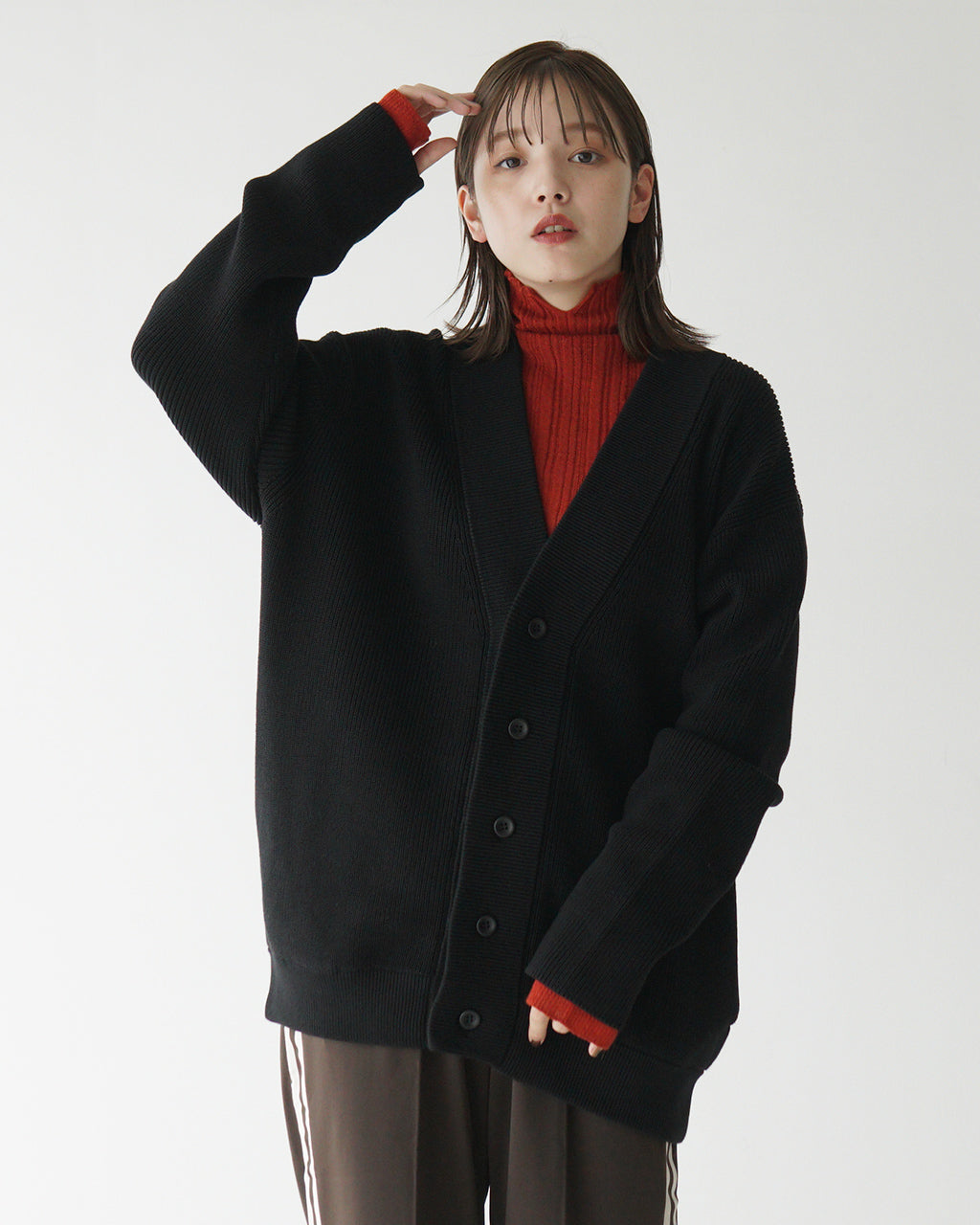 セーター Vネック カーディガン ALLEN CARDIGAN 片畦編み ニット 24FW-RT-008