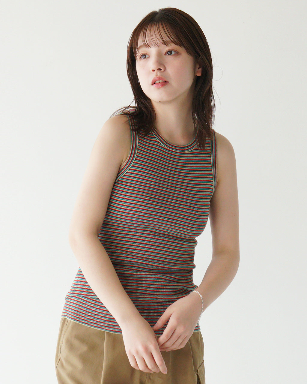 RYE TENDER ライテンダー イームズタンク ニット タンクトップ EAMES TANK ノースリーブ マルチ ストライプ ストレッチ 10092500
