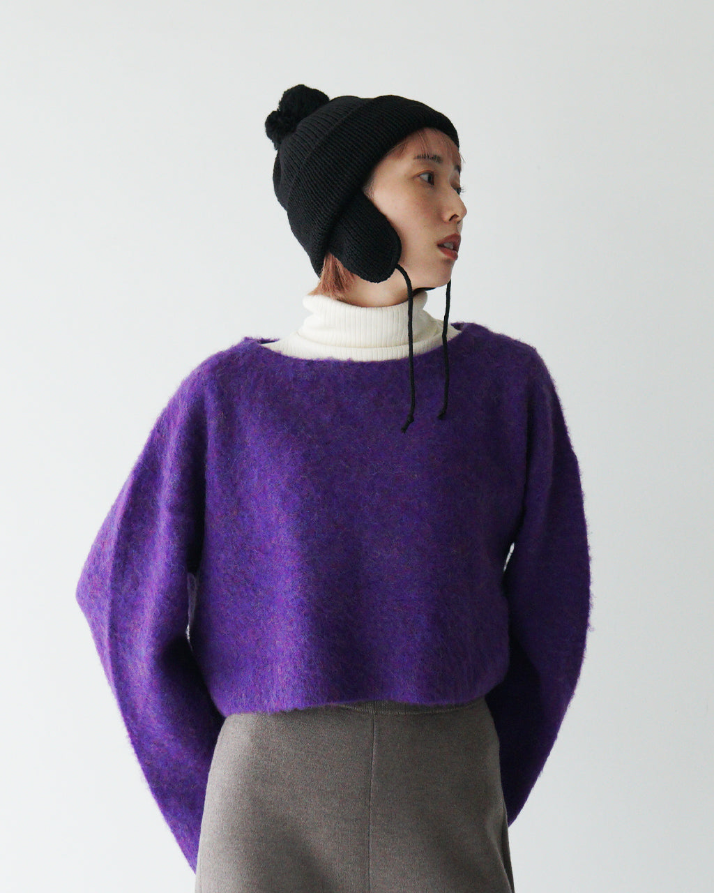 【아울렛! 50 % OFF】 RYETENDER 라이텐더 보트 넥 니트 스웨터 MILL TOP 밀톱 와이드 실루엣 쇼트 길이 R23-02-01-012