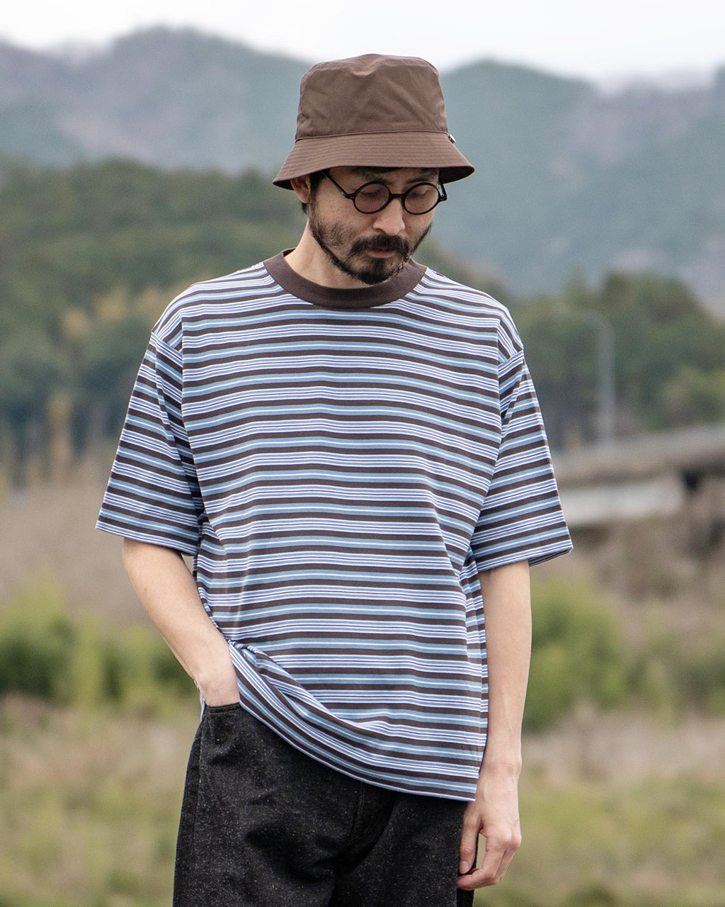 【アウトレット!20%OFF】【Crouka別注】半袖ニット Tシャツ CENTRE TEE クルーネック カットソー ソリッド ボーダー 010012500