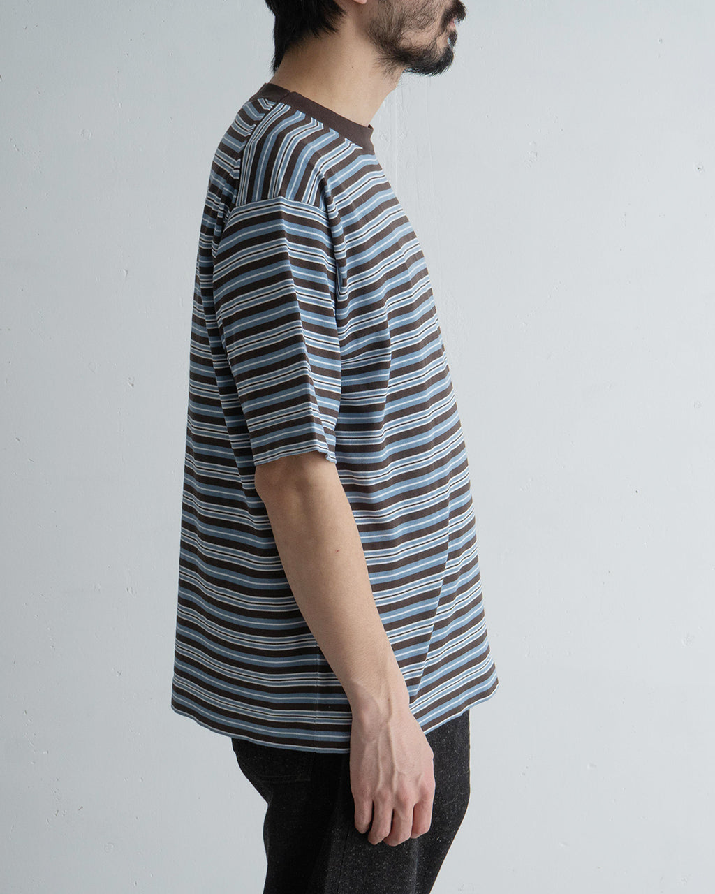 【アウトレット!20%OFF】【Crouka別注】半袖ニット Tシャツ CENTRE TEE クルーネック カットソー ソリッド ボーダー 010012500