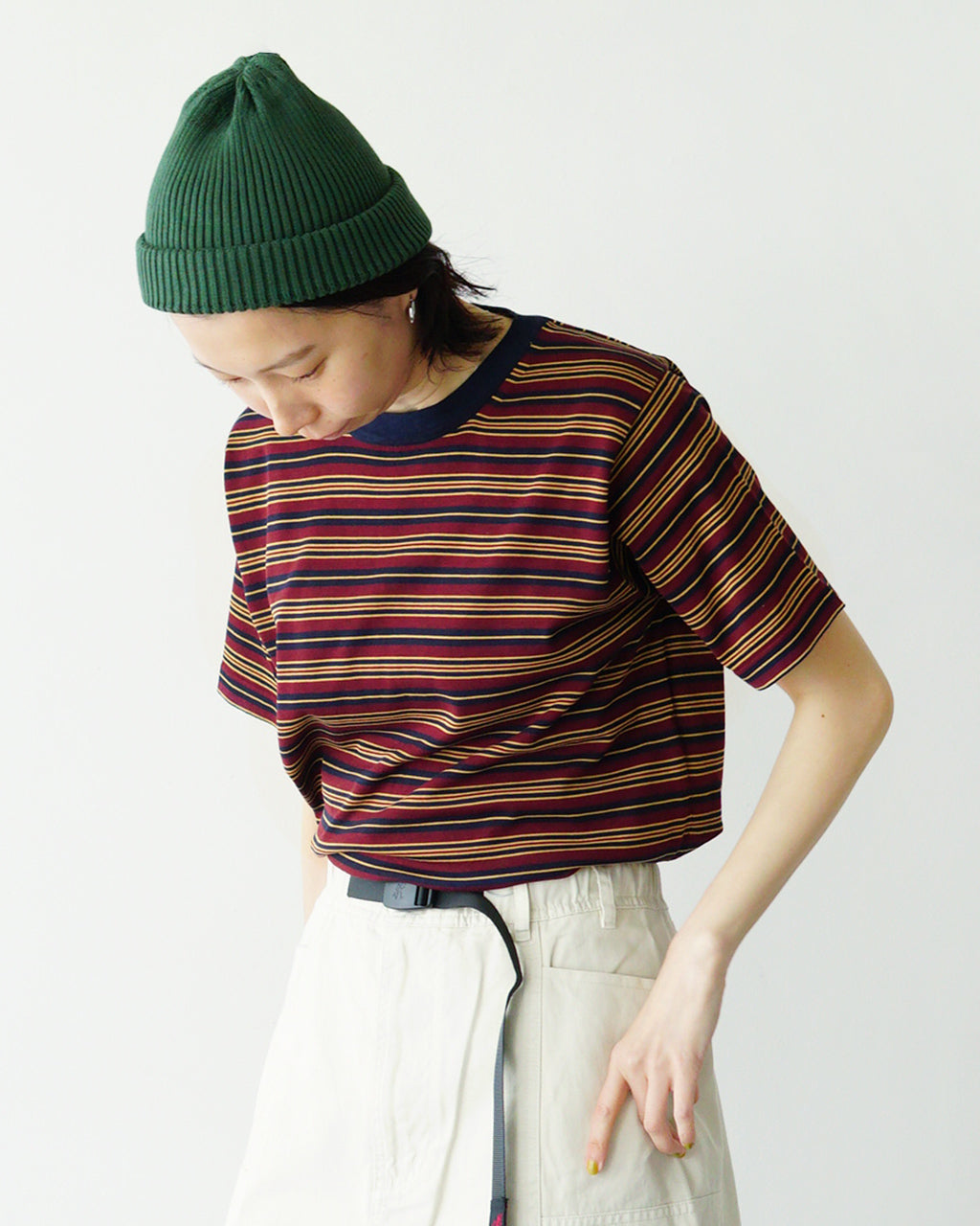 【アウトレット!20%OFF】【Crouka別注】半袖ニット Tシャツ CENTRE TEE クルーネック カットソー ソリッド ボーダー 010012500