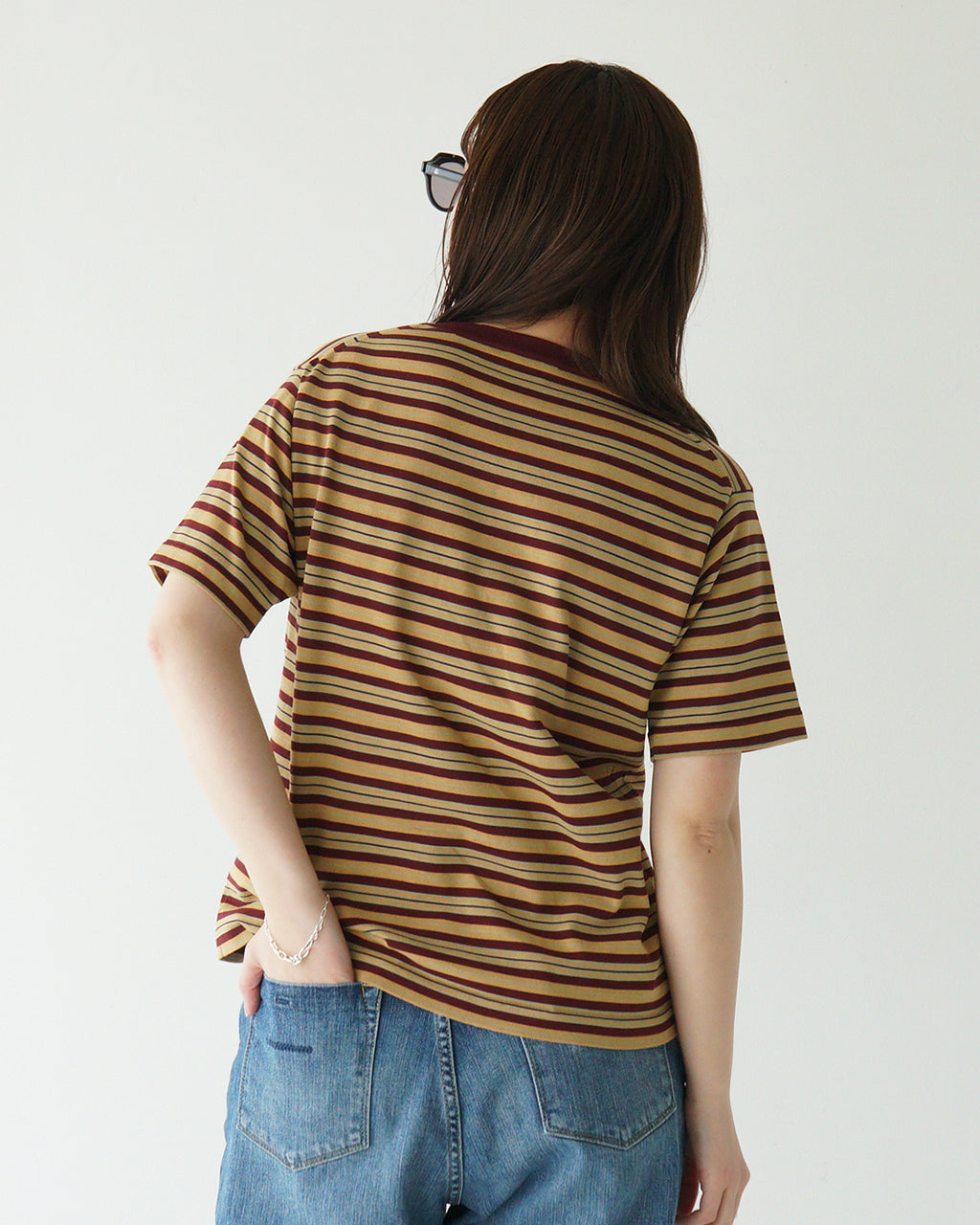 【アウトレット!20%OFF】【Crouka別注】半袖ニット Tシャツ CENTRE TEE クルーネック カットソー ソリッド ボーダー 010012500