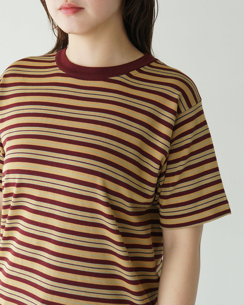 【アウトレット!20%OFF】【Crouka別注】半袖ニット Tシャツ CENTRE TEE クルーネック カットソー ソリッド ボーダー 010012500
