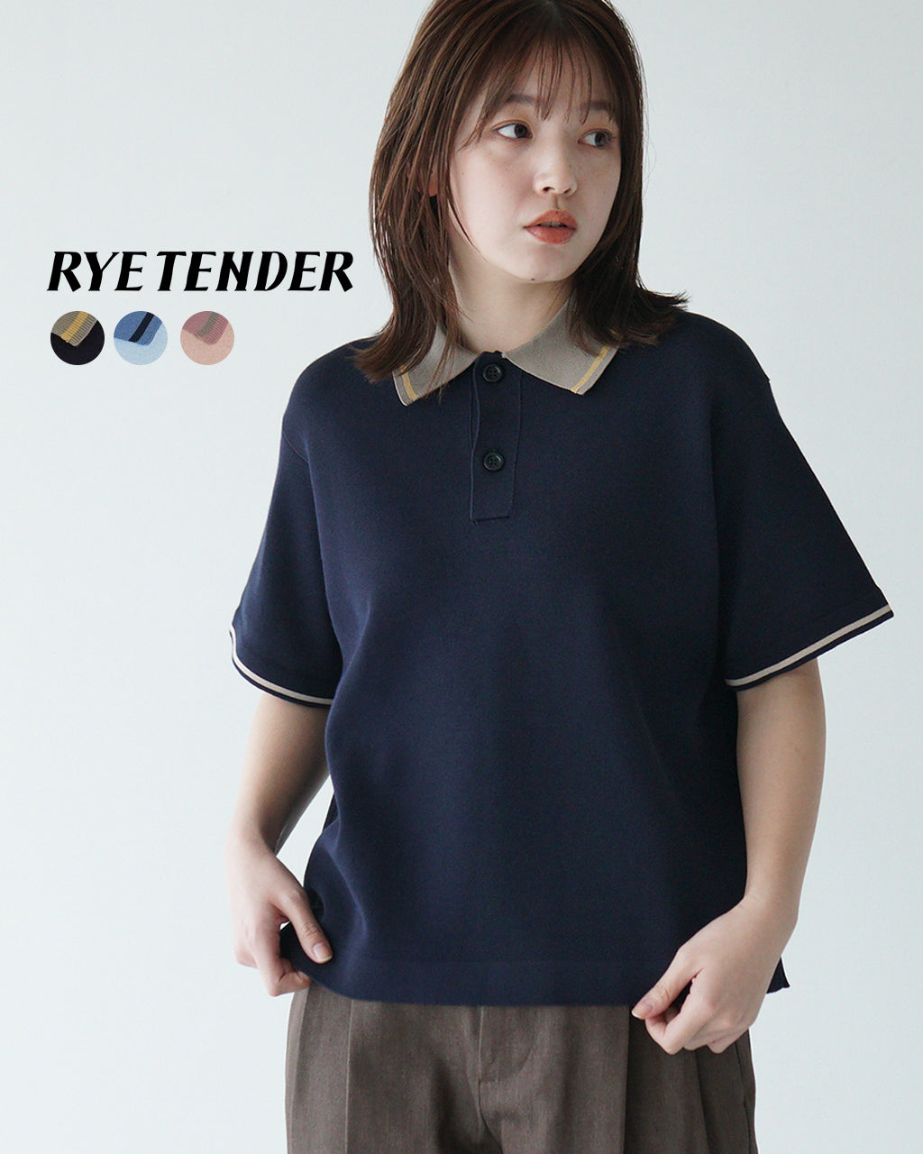 【선행 예약:2025년 4월 초순경 입하 예정】RYE TENDER 라이텐더 세일럼 니트 폴로 SALEM POLO 얇은 탑스 컷소우 반소매 10262500【무료우송】【쿠폰 대상외】