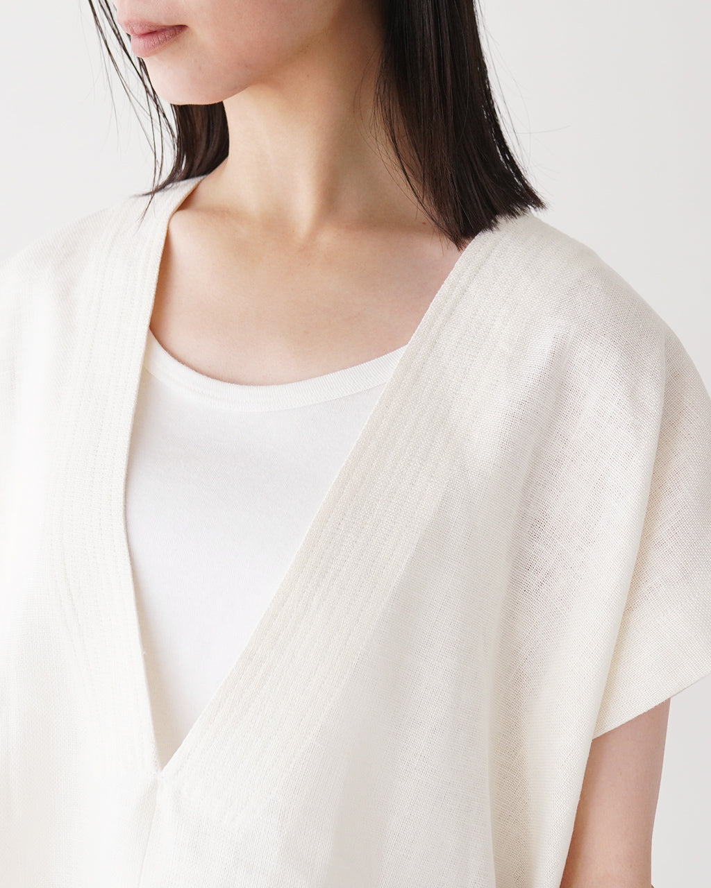 【SALE!20%OFF】リネンベスト RUSTIC LINEN TOP ラスティック クロップドトップ Vネック プルオーバー 麻 125218071