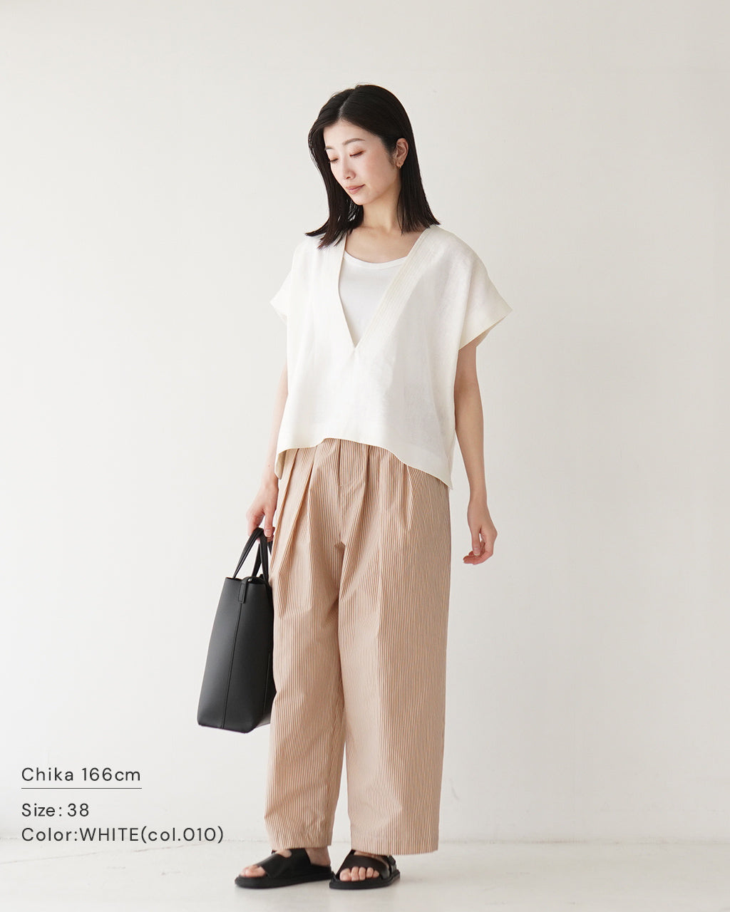 【SALE!20%OFF】リネンベスト RUSTIC LINEN TOP ラスティック クロップドトップ Vネック プルオーバー 麻 125218071