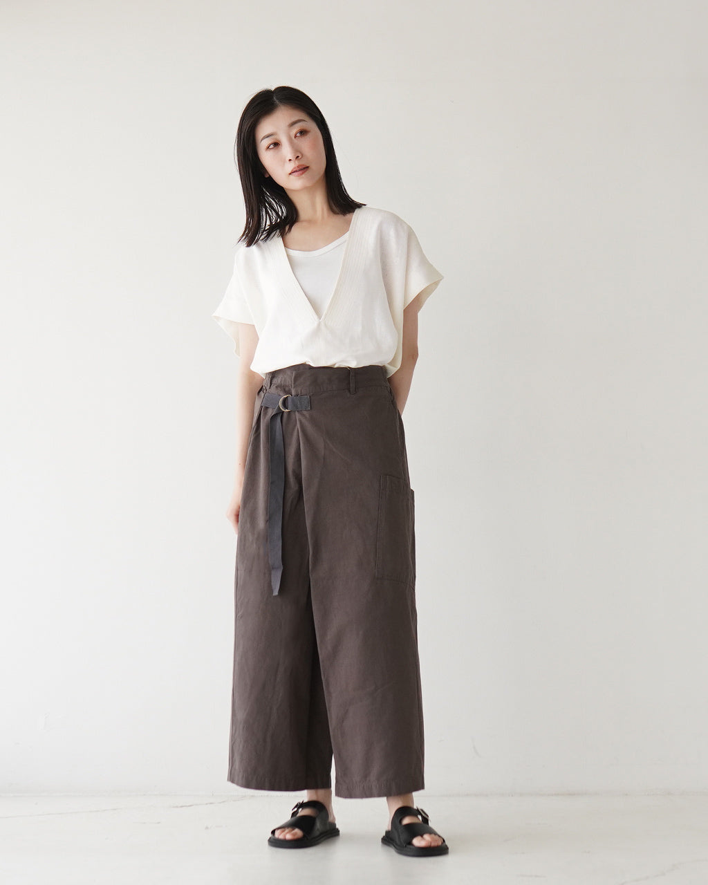 【SALE!20%OFF】リネンベスト RUSTIC LINEN TOP ラスティック クロップドトップ Vネック プルオーバー 麻 125218071