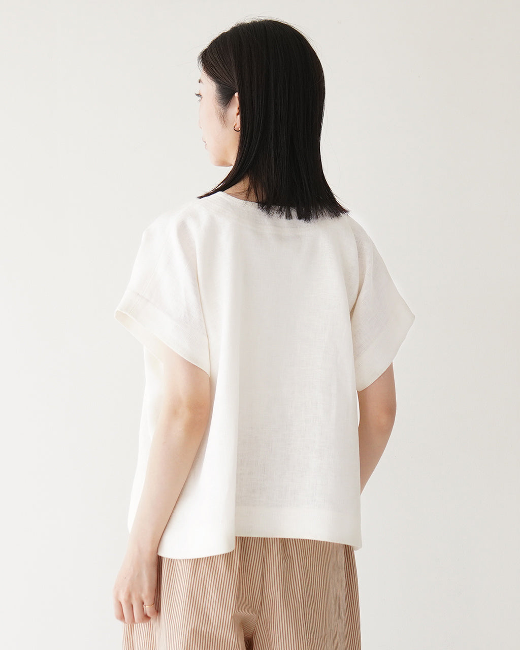 【SALE!20%OFF】リネンベスト RUSTIC LINEN TOP ラスティック クロップドトップ Vネック プルオーバー 麻 125218071
