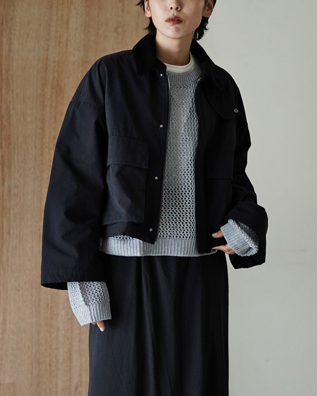 WAXED HIGH DENSITY CLOTH SHORT JACKET 125502031