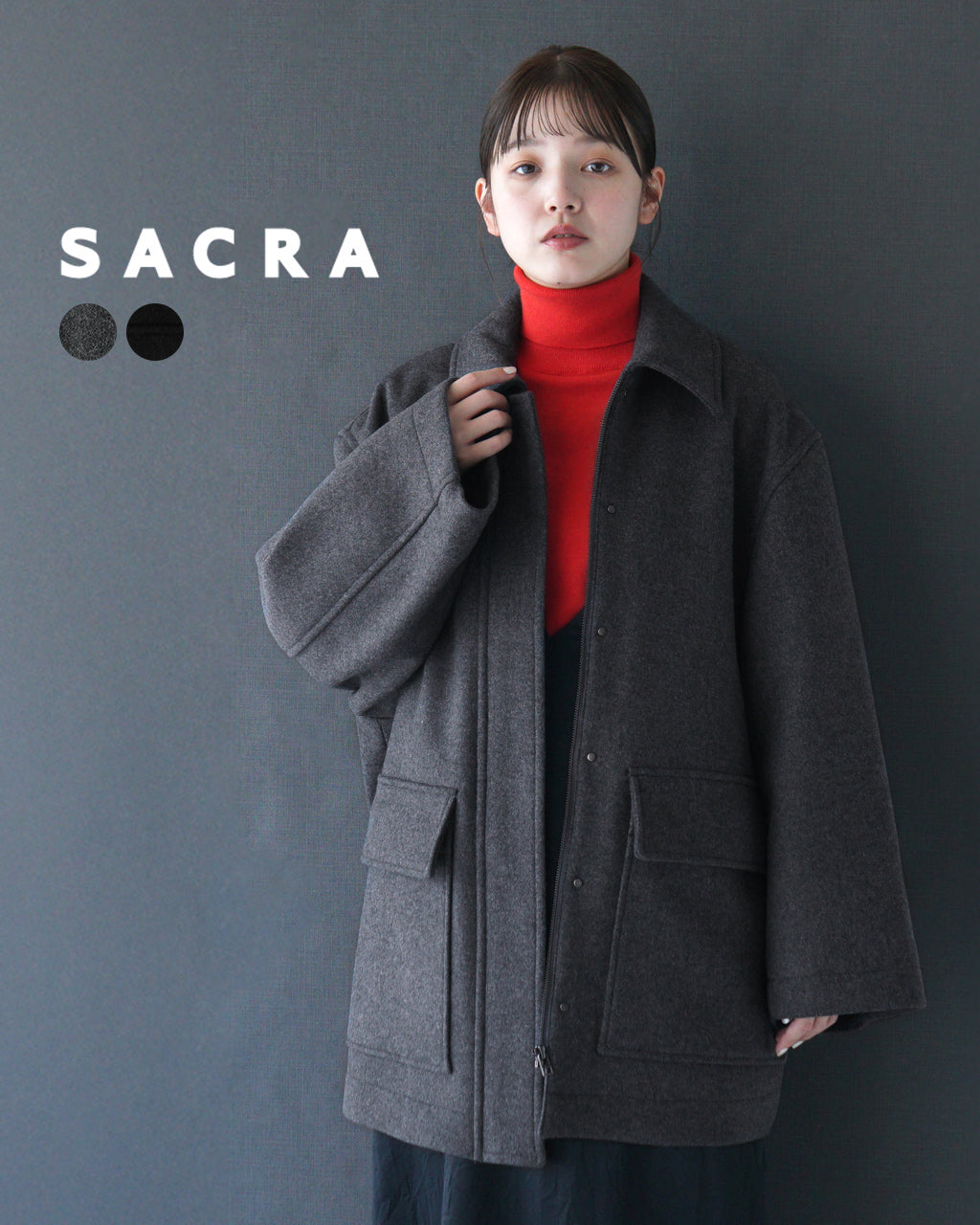 SACRA サクラ メルトン カバーオール SUPERIOR MELTON COVERALL ウール ショートコート ジャケット アウター